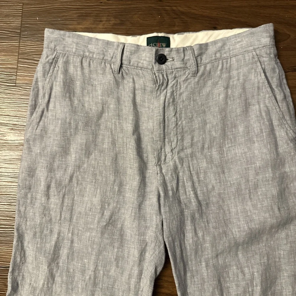 J Crew Mens Classic Fit 100% Linen Trouser Pants Gray 29x32 (30x27) CA092